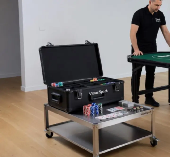Mobilne stoły pokerowe przygotowane na event w plenerze
