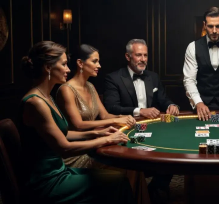 Stół do pokera podczas wieczoru pokerowego 