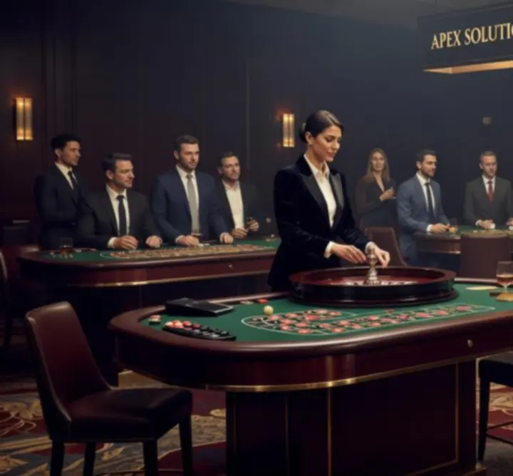 Sala przygotowana na wieczór kasynowy dla firm